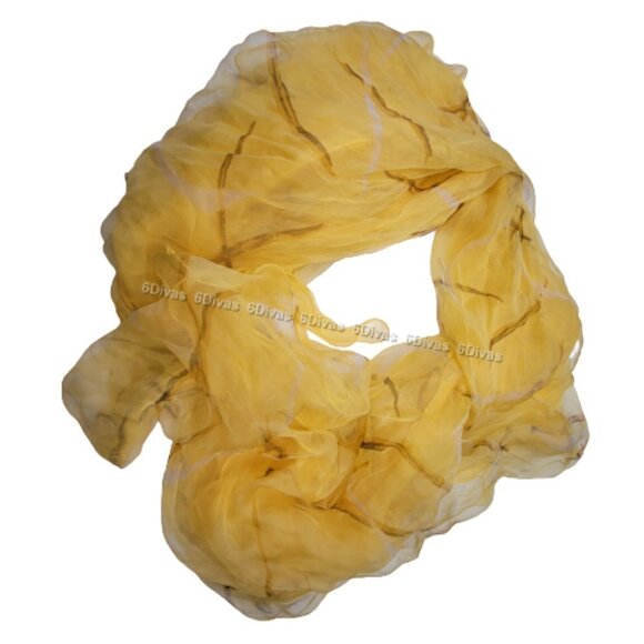 Double Layer Yellow Silk Rectangular Scarf - Picture 5 of 8